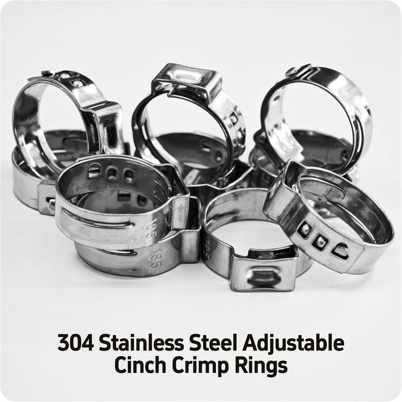 AUXBC 30Pcs 15.3-18.5mm Single Ear Hose Clamps, 304 Stainless Steel Adjustable Cinch Crimp Rings, Perfect for Automotive Plumbing, Home Appliance, Secure Pipe Fitting Connections - Image 3